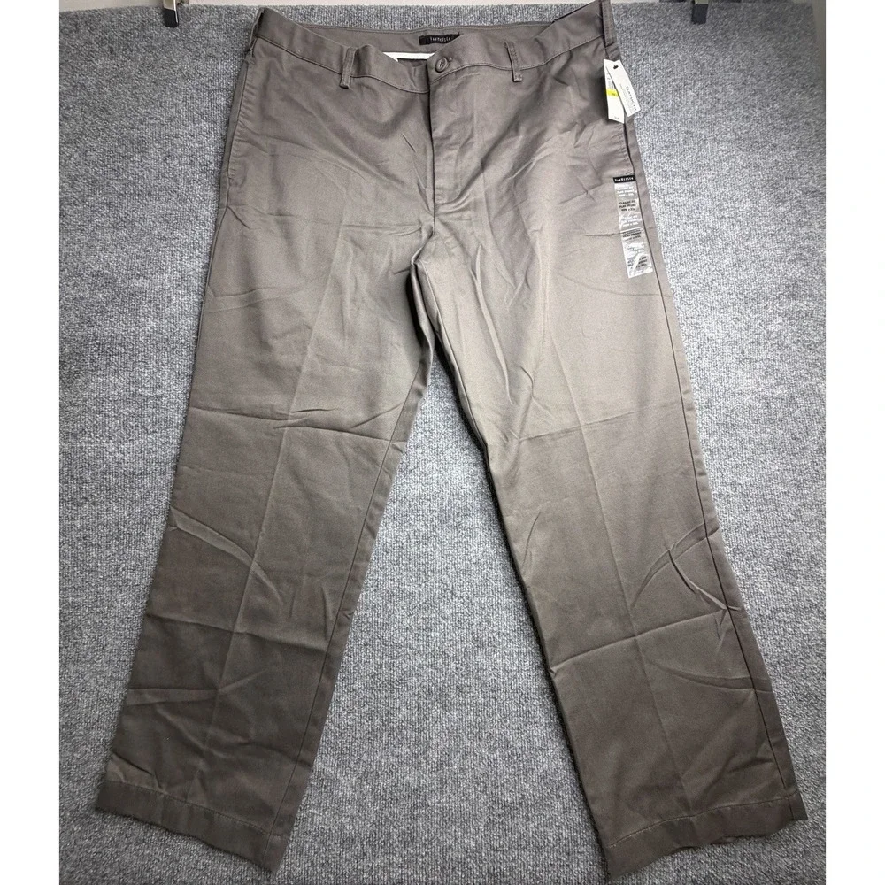 Van Heusen Mens Pants Gray Size 40x32 Flat Front Classic Fit 100% Cotton